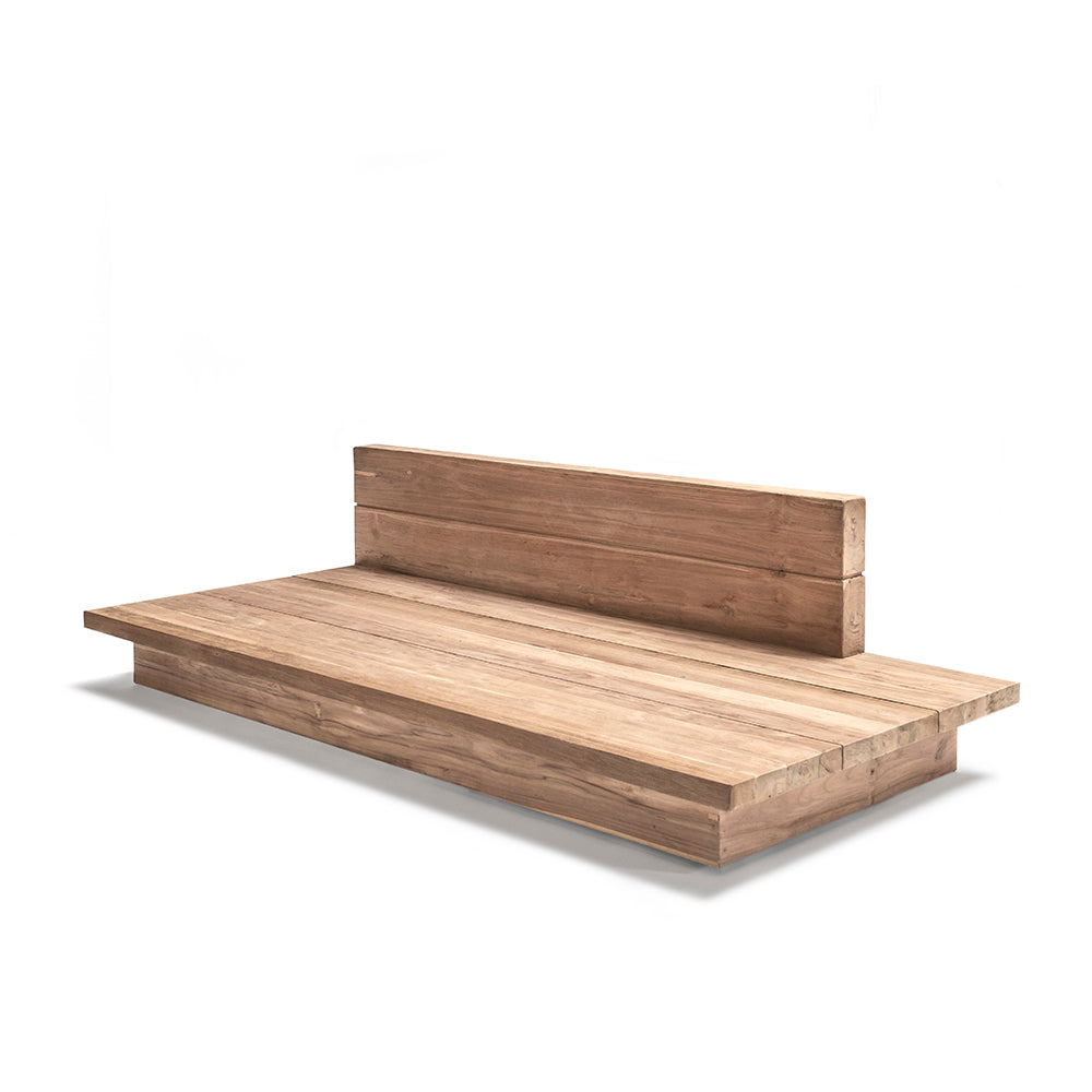 Outdoor-Lounge Sofa Magnus aus massivem Teakholz Natural Grey ohne Polster