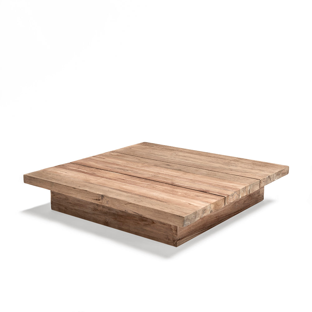 Outdoor-Ottomane Magnus aus massivem Teakholz Natural Grey | kombinierbar mit Magnus-Sofa | optional mit Outdoor-Polster in Knelout, Knelout Deluxe, Ktextout oder Ktextout Deluxe