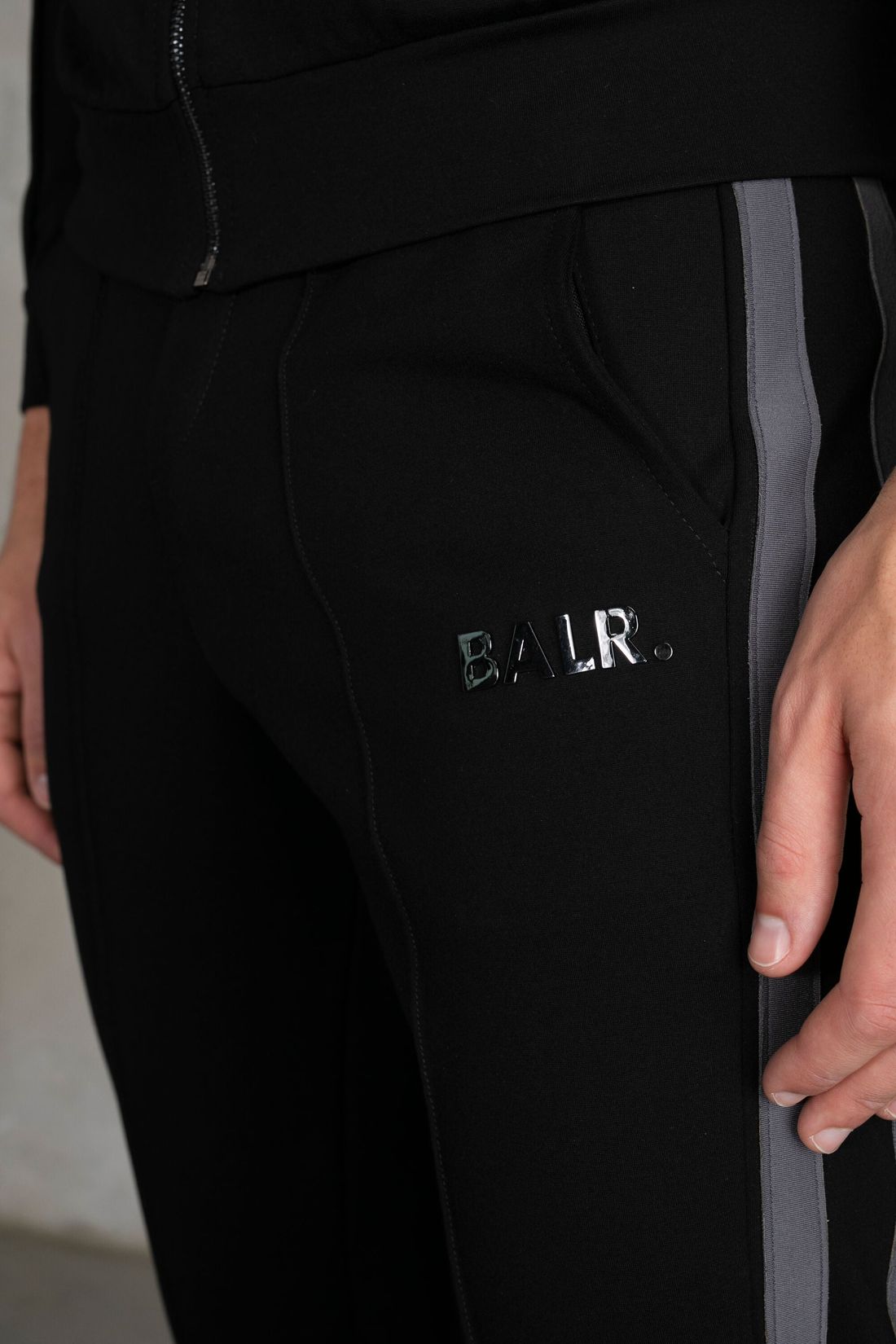 BALR. Herren Sweatpants Louis Slim Crossing Tape Track Pants Jet Black