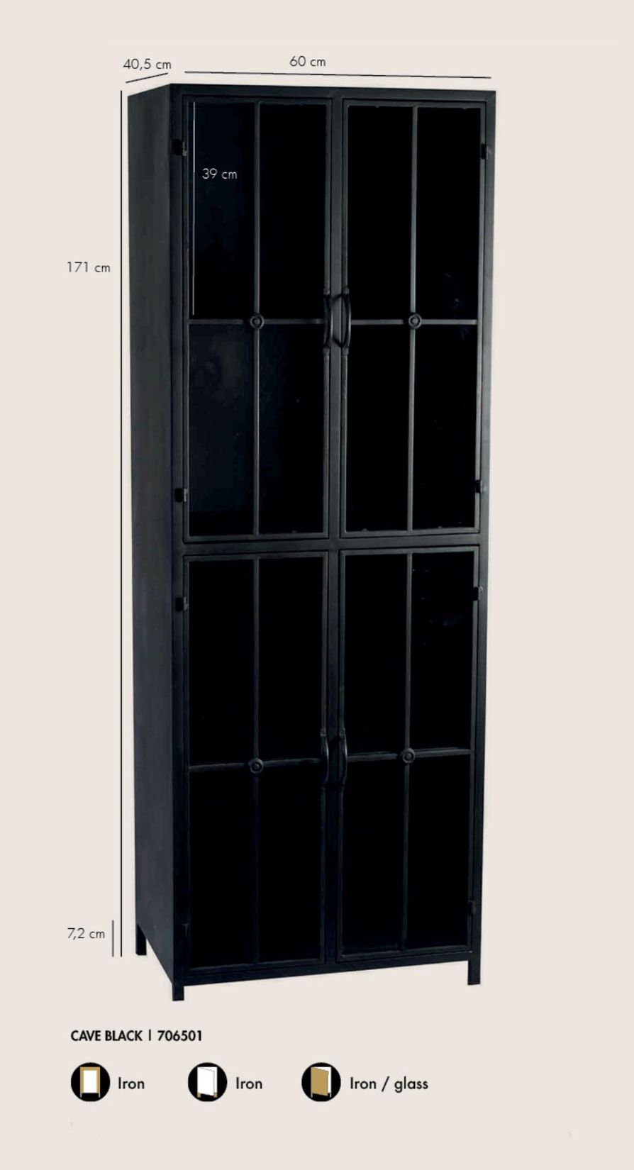 Vitrinen-Schrank Cave Metall