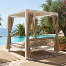 Outdoor Daybed Dream Weiß | Sonnenbett mit Dach & Vorhängen
