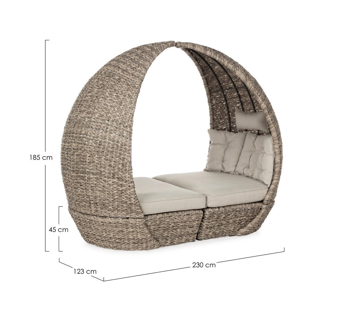 Outdoor Daybed Samui Loungemuschel aus Geflecht mit Sitzkissen | Bizzotto bei STUFF Shop kaufen