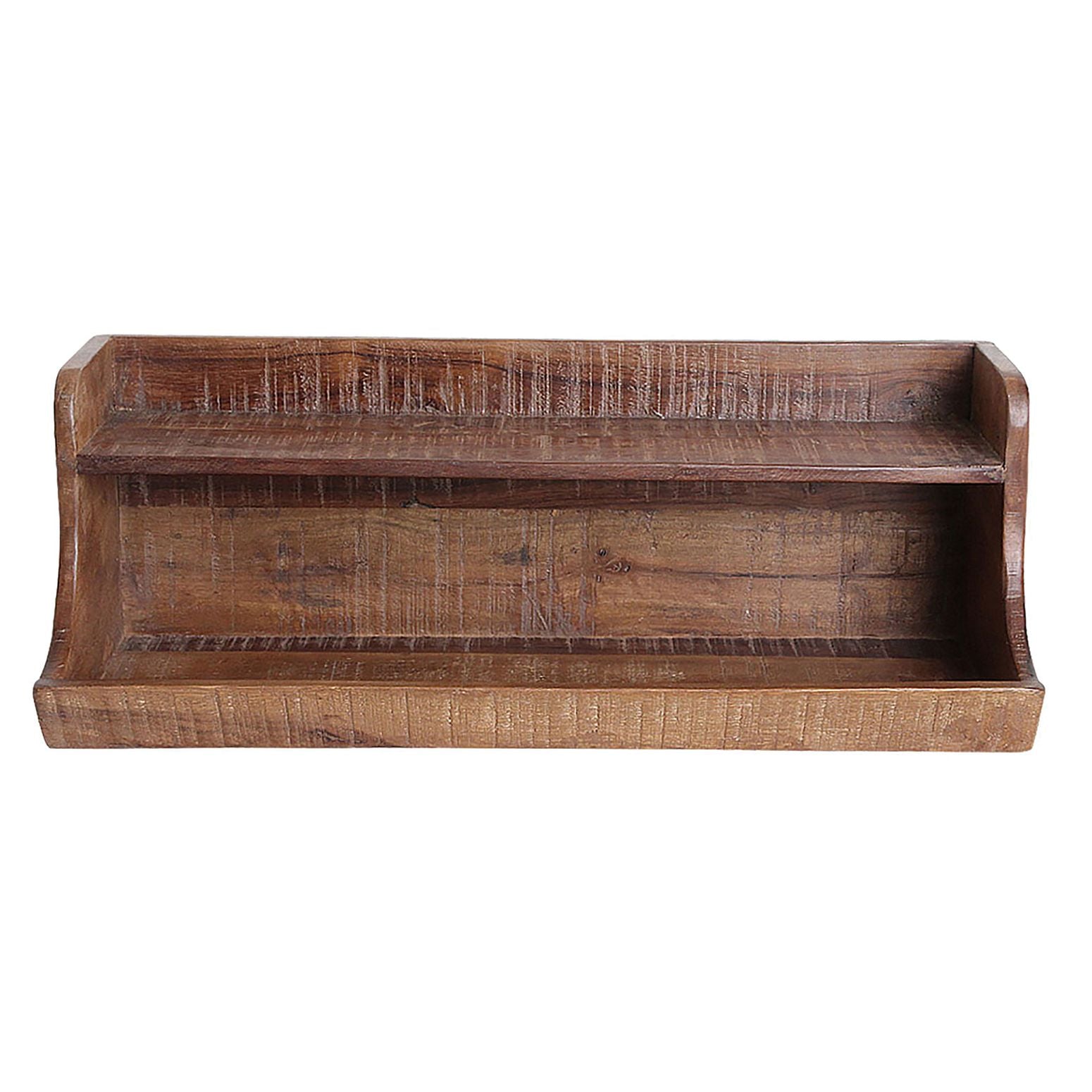 FSC-zertifiziertes Wandregal "Heritage" aus recyceltem Holz mit zwei Ablageflächen, Maße 60x23x23 cm, aus der Factory-Kollektion.