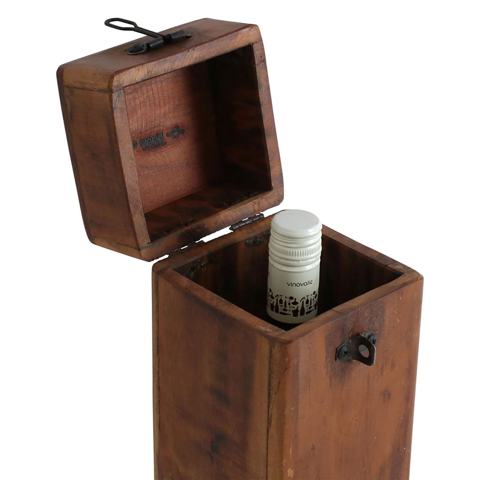 Weinbox Teak mit Flasche