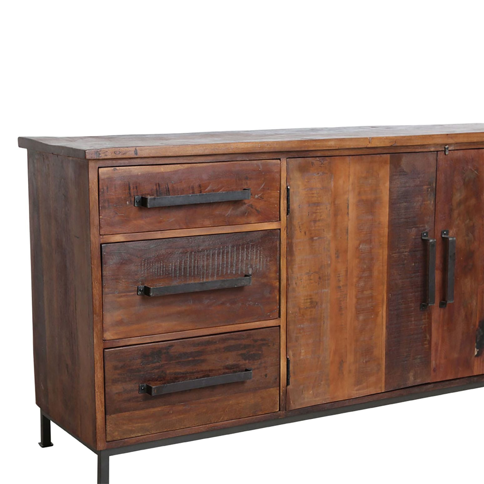 Sideboard 'Factory Charme' aus recyceltem Holz mit zwei Türen und drei Schubladen