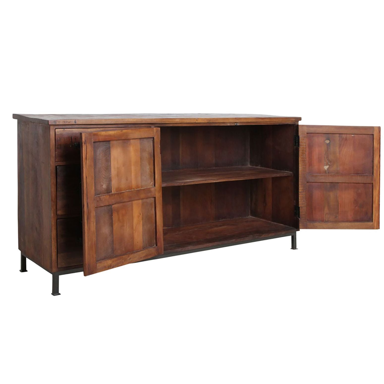 Sideboard 'Factory Charme' aus recyceltem Holz mit zwei Türen und drei Schubladen | STUFF Loft