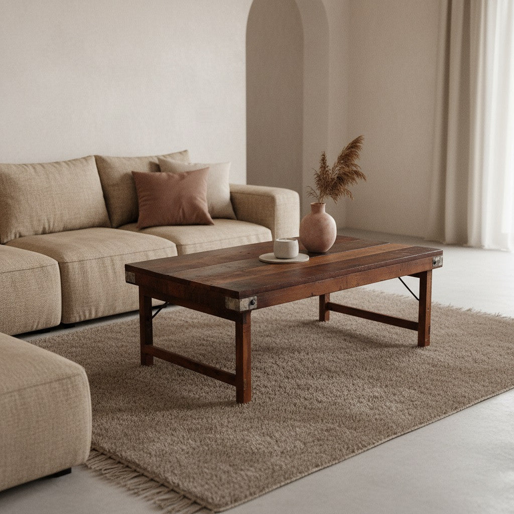 Vintage Couchtisch Heritage klappbar in heller Wohnumgebung