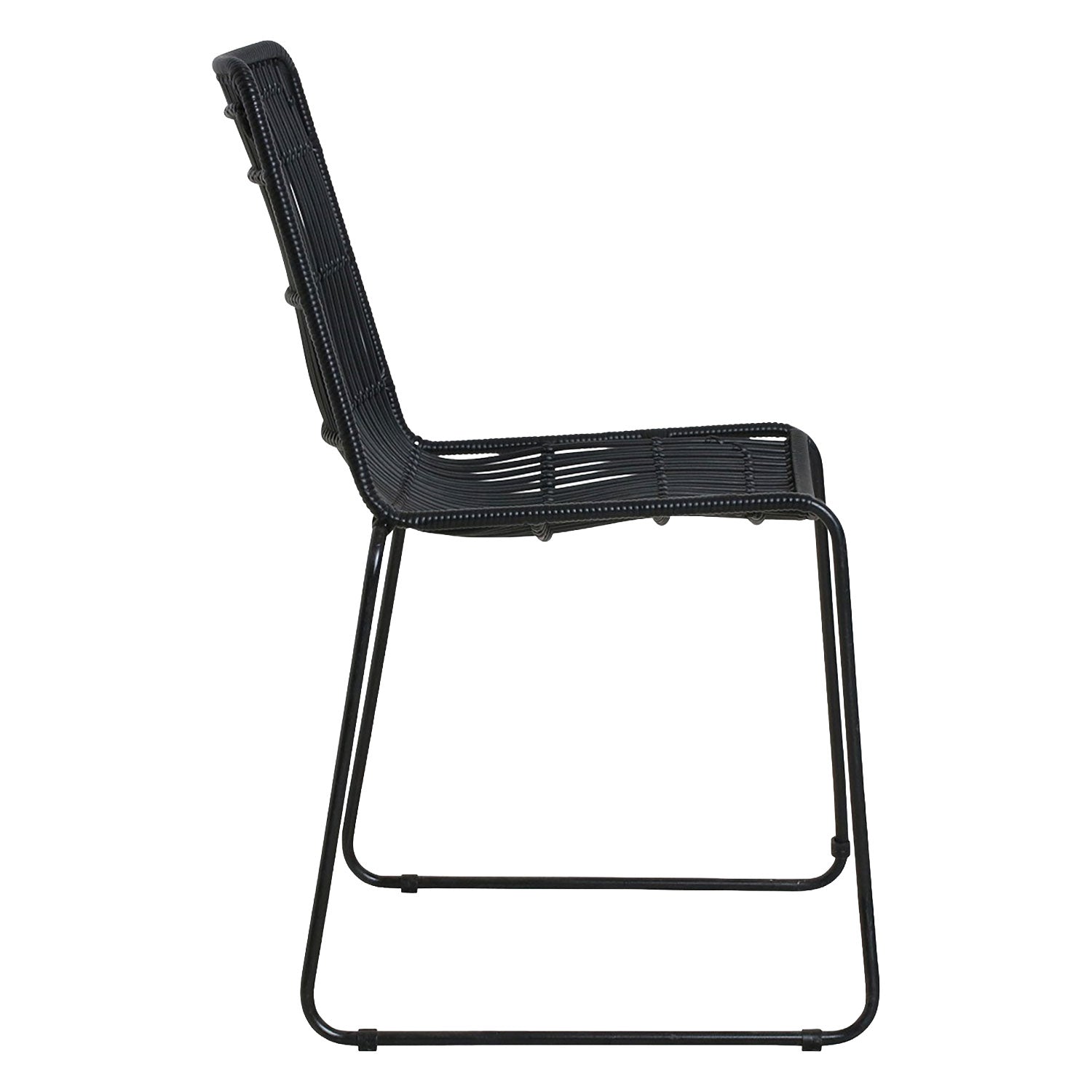 Schwarzer Outdoor-Stuhl Cane Slim aus synthetischem Rattan mit Metallgestell | STUFF Shop