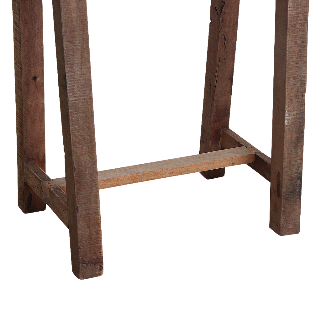 Handgefertigte Konsole Naturelle Farmwood aus recyceltem, rustikalem Holz mit natürlichen Unvollkommenheiten, Maße 100x60x45 cm.