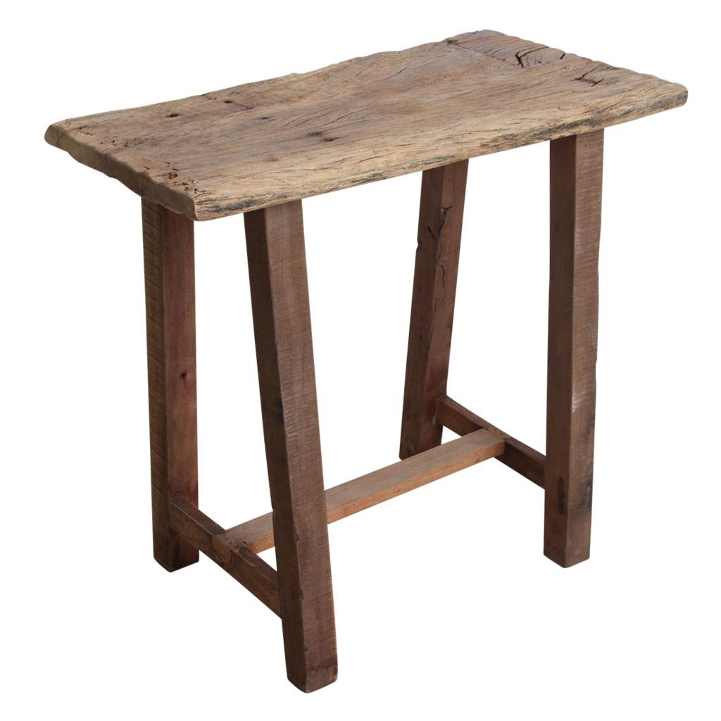 Handgefertigte Konsole Naturelle Farmwood aus recyceltem, rustikalem Holz mit natürlichen Unvollkommenheiten, Maße 100x60x45 cm.