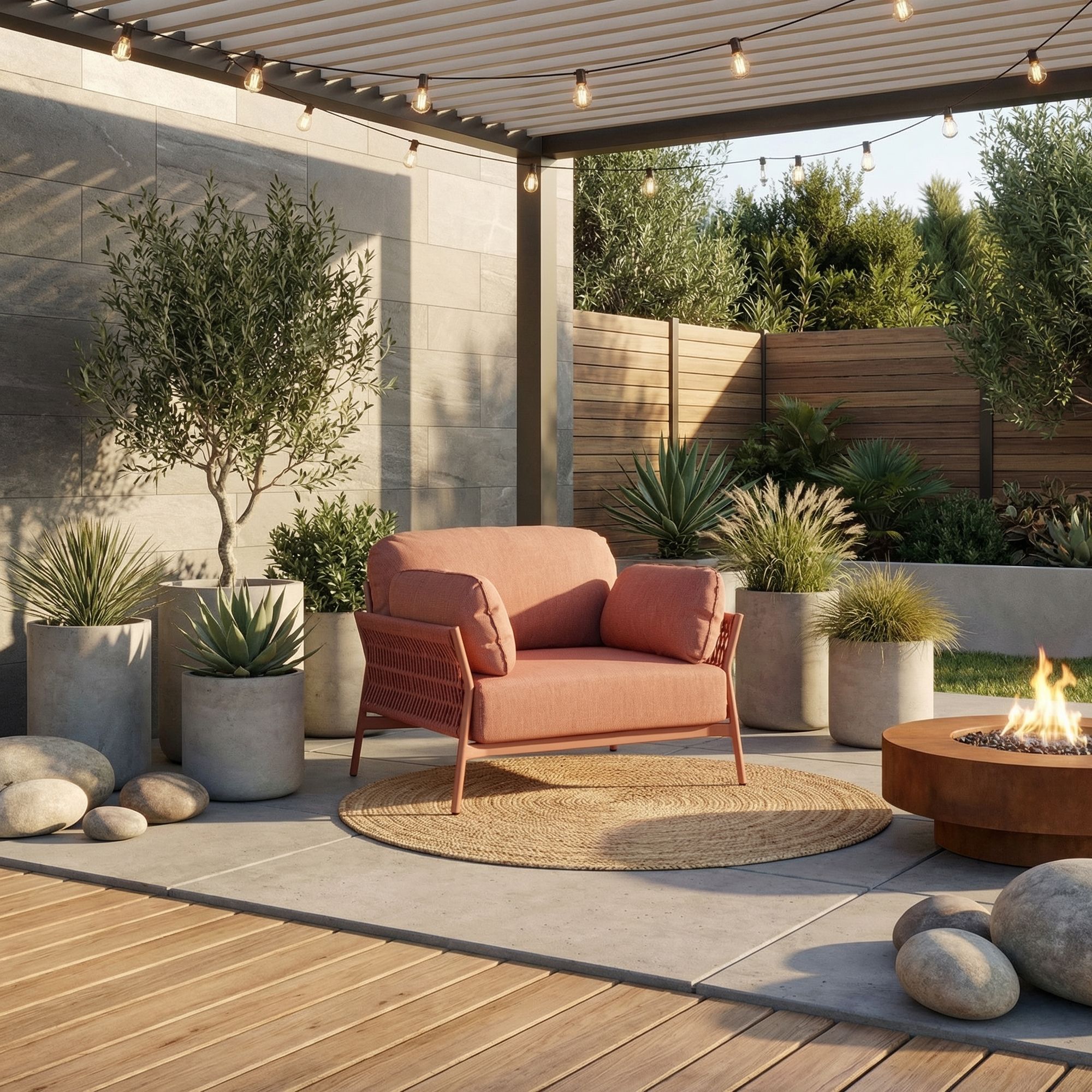 Outdoor Sessel Paradis Sierra lachsrot moderner Terrassen Sessel