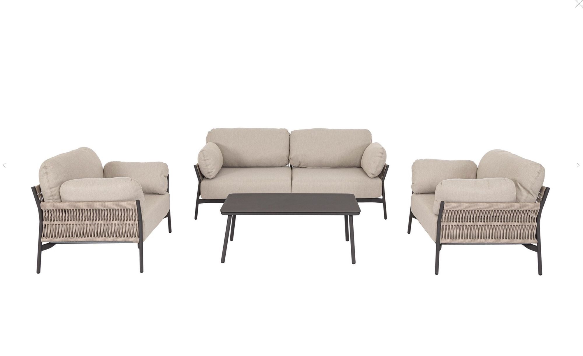 Outdoor Sofa Paradis Raven taubengrau mit Komfortkissen für Outdoor Lounge