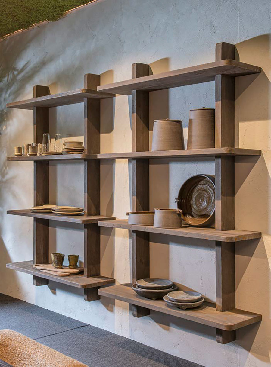 Regal Georges Teak aus hochwertigem Teakholz von Gommaire, 4 Regalböden, modernes Design, Farbe: Authentic Brown