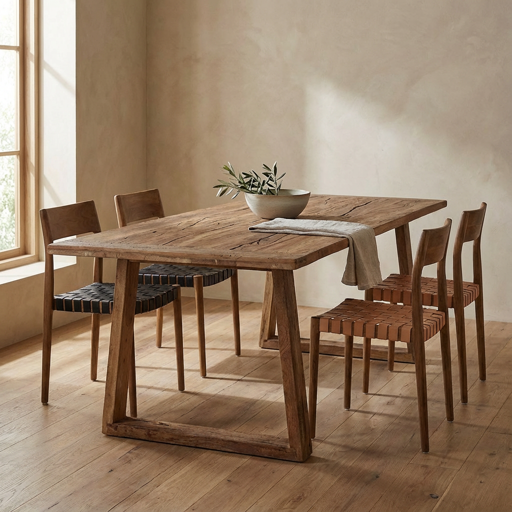 Maren Stühle mit schwarzem Leder in moderner Esszimmerumgebung | STUFF Shop