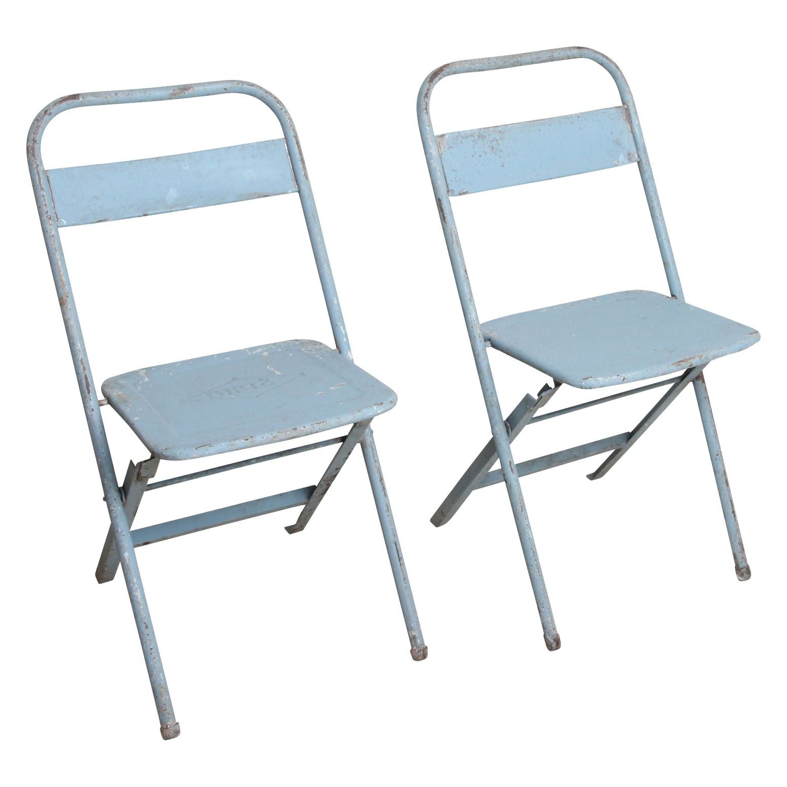 Klappbarer Bistrostuhl aus Eisen Hellblau