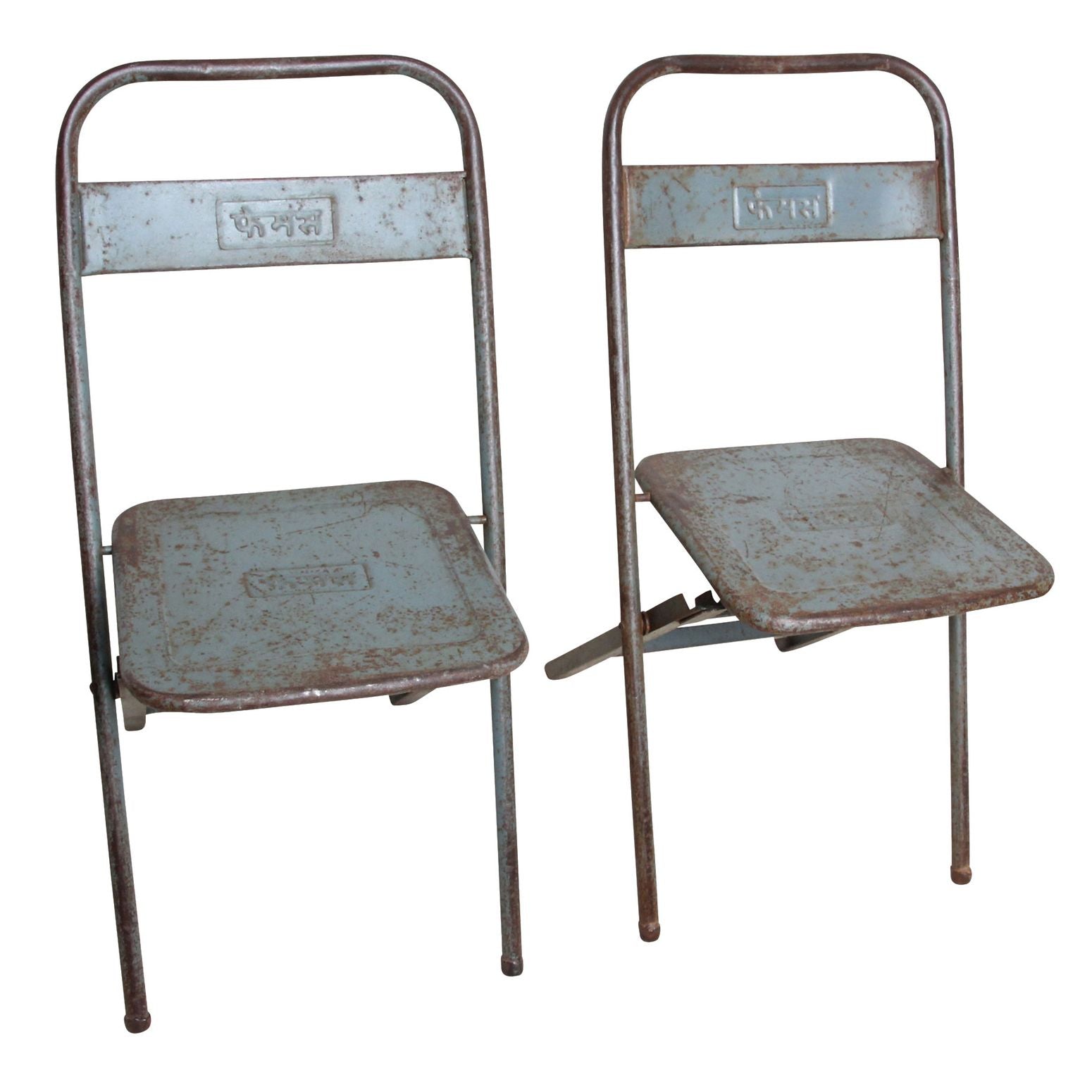 Klappbarer Bistrostuhl aus Eisen Blaugrau