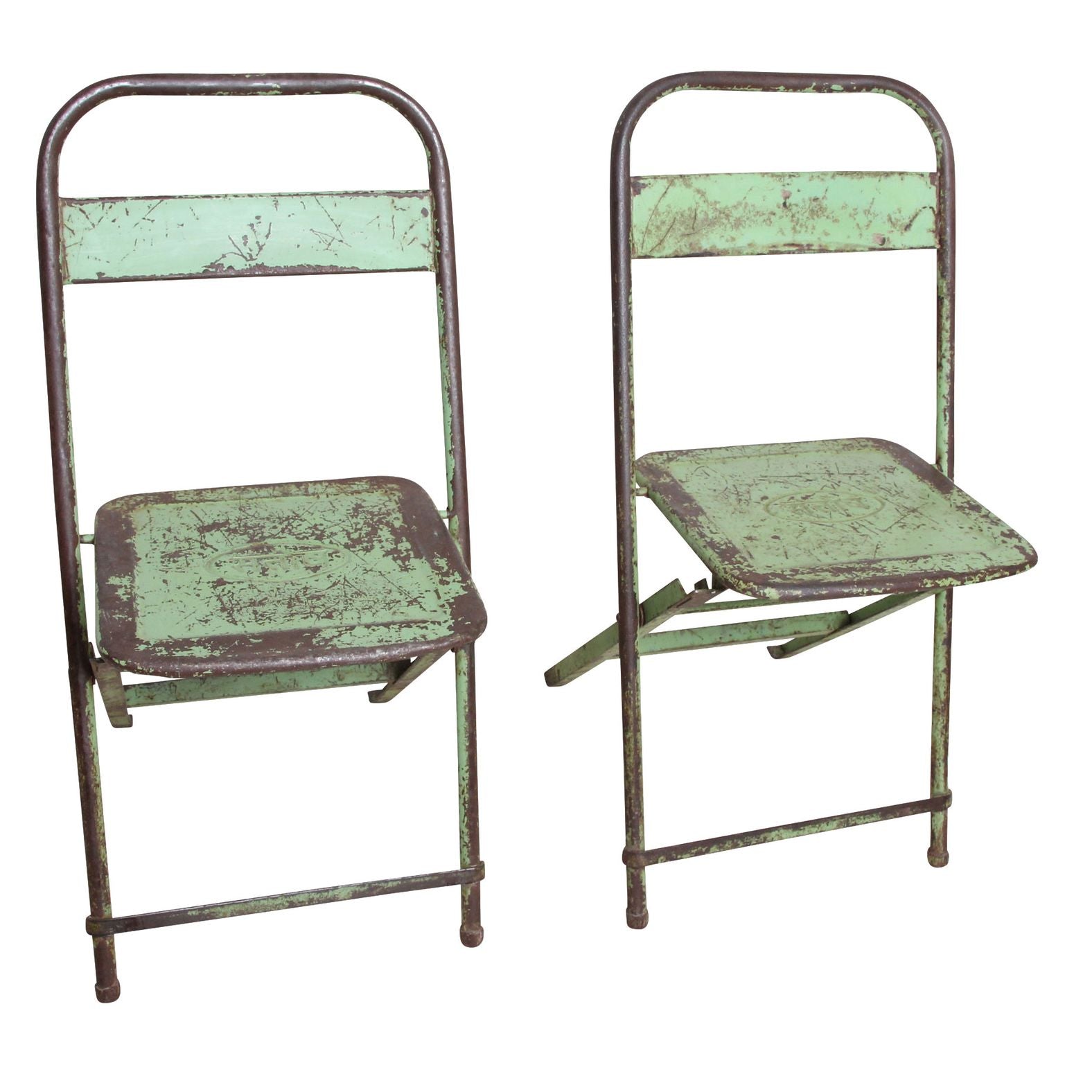 Klappbarer Bistrostuhl aus Eisen Hellgrün