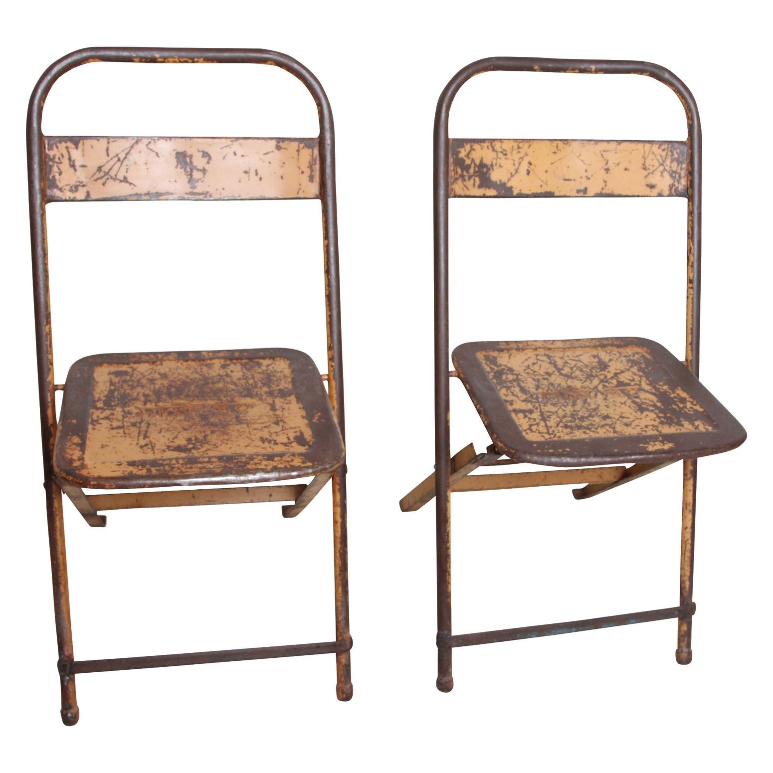 Klappbarer Bistrostuhl aus Eisen Gelb