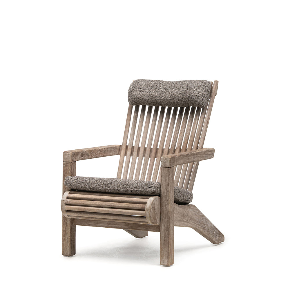 Loungesessel Orso aus Teakholz Natural Grey mit optionalen Outdoor-Polstern in Knelout, Knelout Deluxe, Ktextout oder Ktextout Deluxe