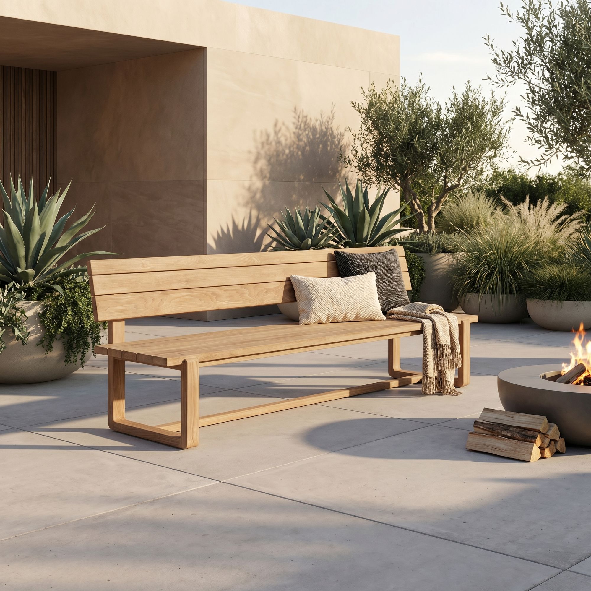 Outdoor Bank Oslo aus massivem Teakholz in Small und Large | Gommaire Gartenbank