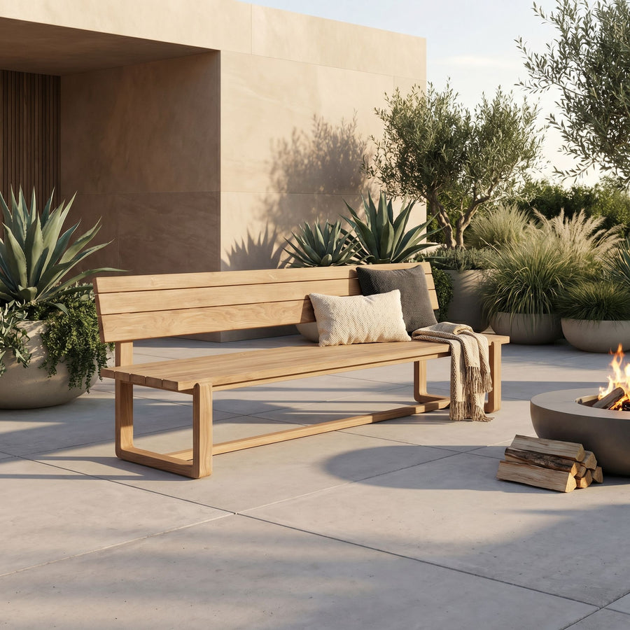 Outdoor Bank Oslo aus massivem Teakholz in Small und Large | Gommaire Gartenbank