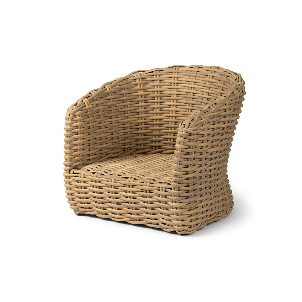 Outdoor-Sessel Feline mit handgeflochtenem CL PE Wicker in Natur ohne Polster | Gommaire Outdoor Kollektion bei STUFF Shop