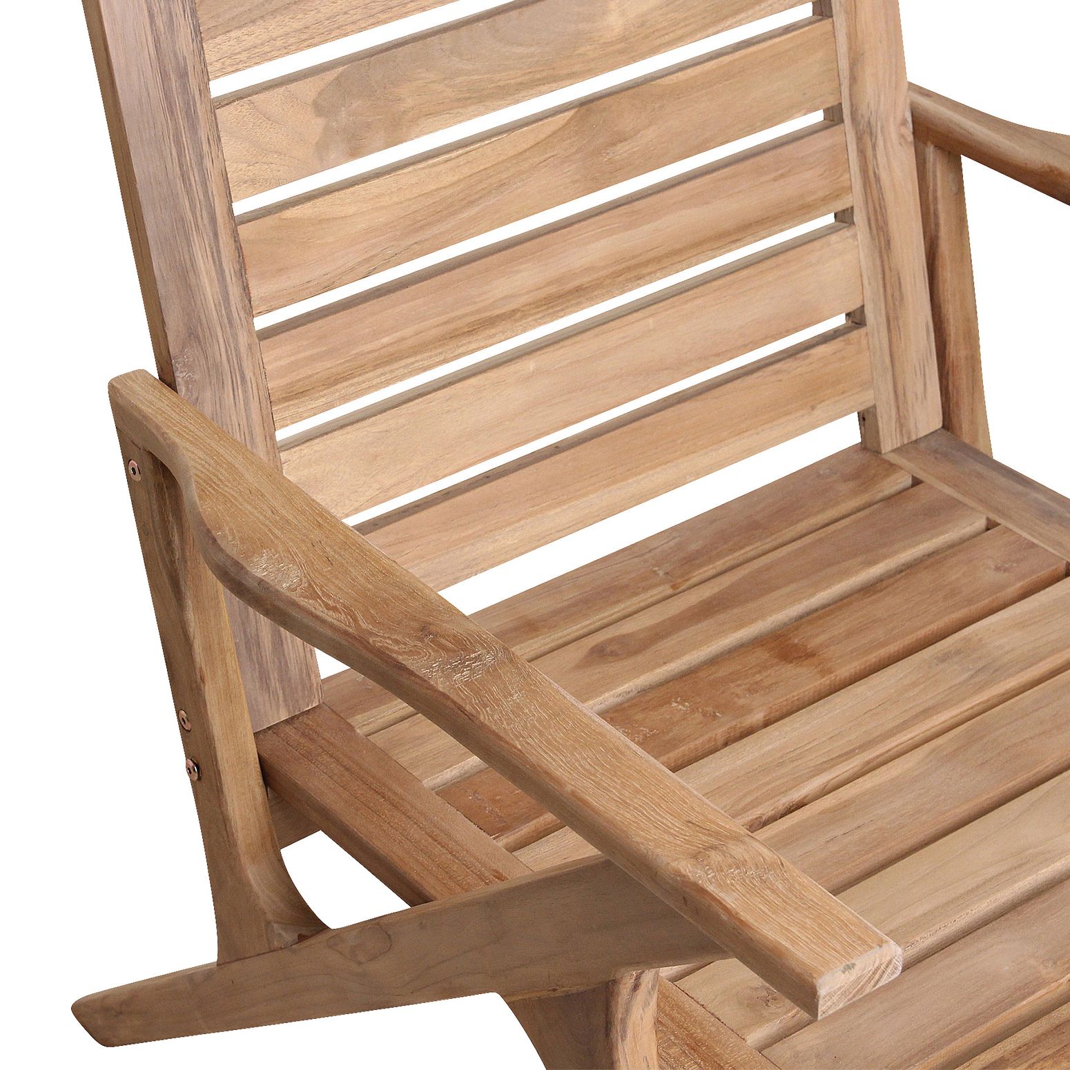 Detailansicht der Armlehne des Outdoor Stuhls Odin Teak