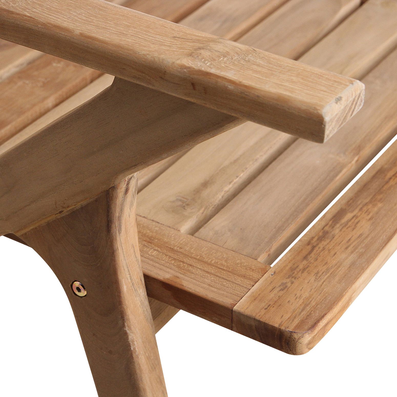 Detailansicht der Armlehne des Outdoor Stuhls Odin Teak