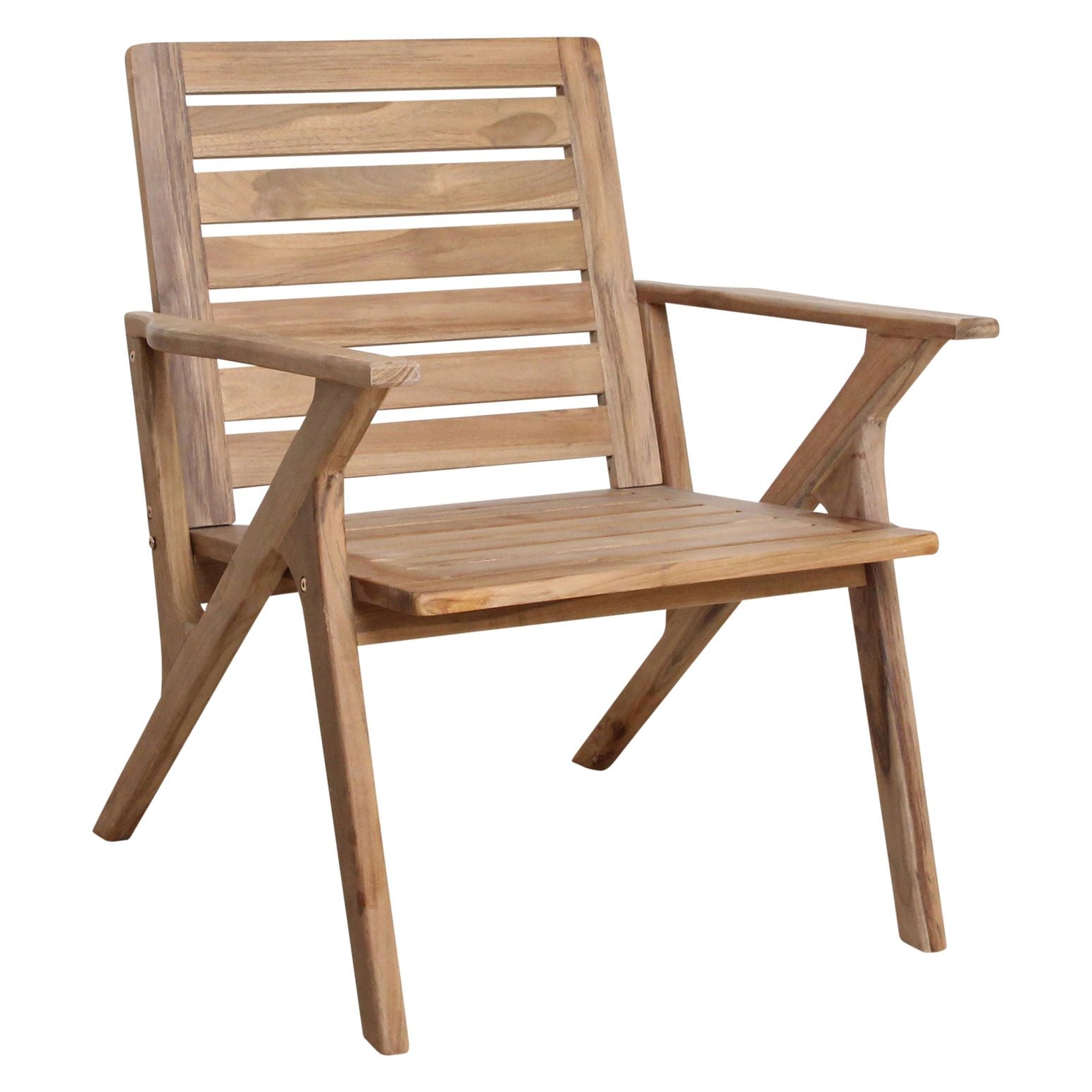 Gesamtansicht des Outdoor Stuhls Odin Teak mit Armlehnen