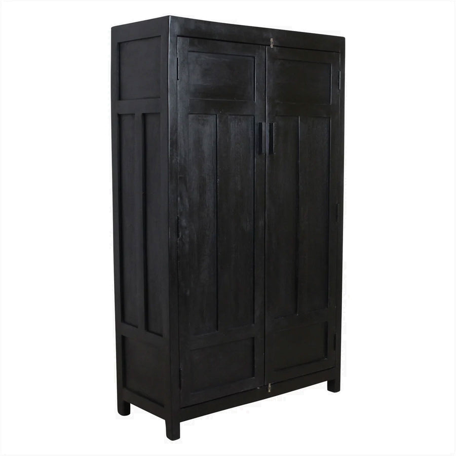 Schwarzer 2-türiger Paneelschrank