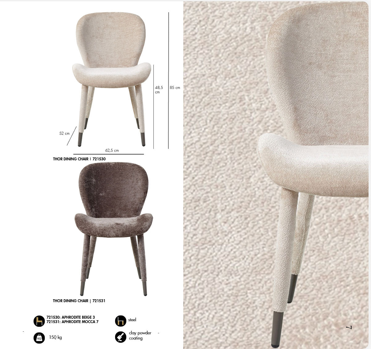 PTMD Thor Esszimmerstuhl in den Farben Mocca und Beige mit komfortabler Polsterung und elegantem Design.