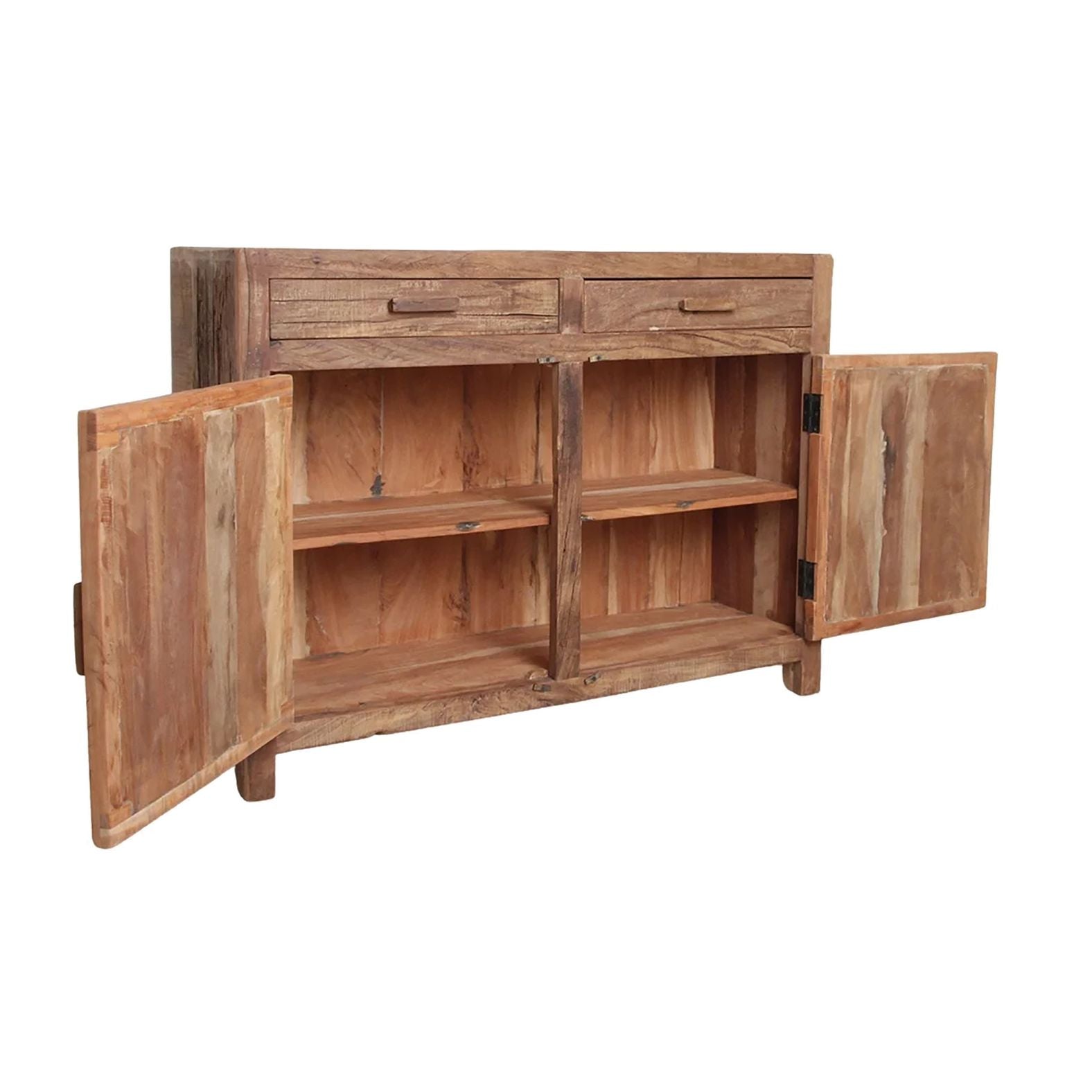 Rustikales Grainwood Sideboard mit charaktervollem recyceltem Holz und einem natürlichen, geschichtsträchtigen Finish.