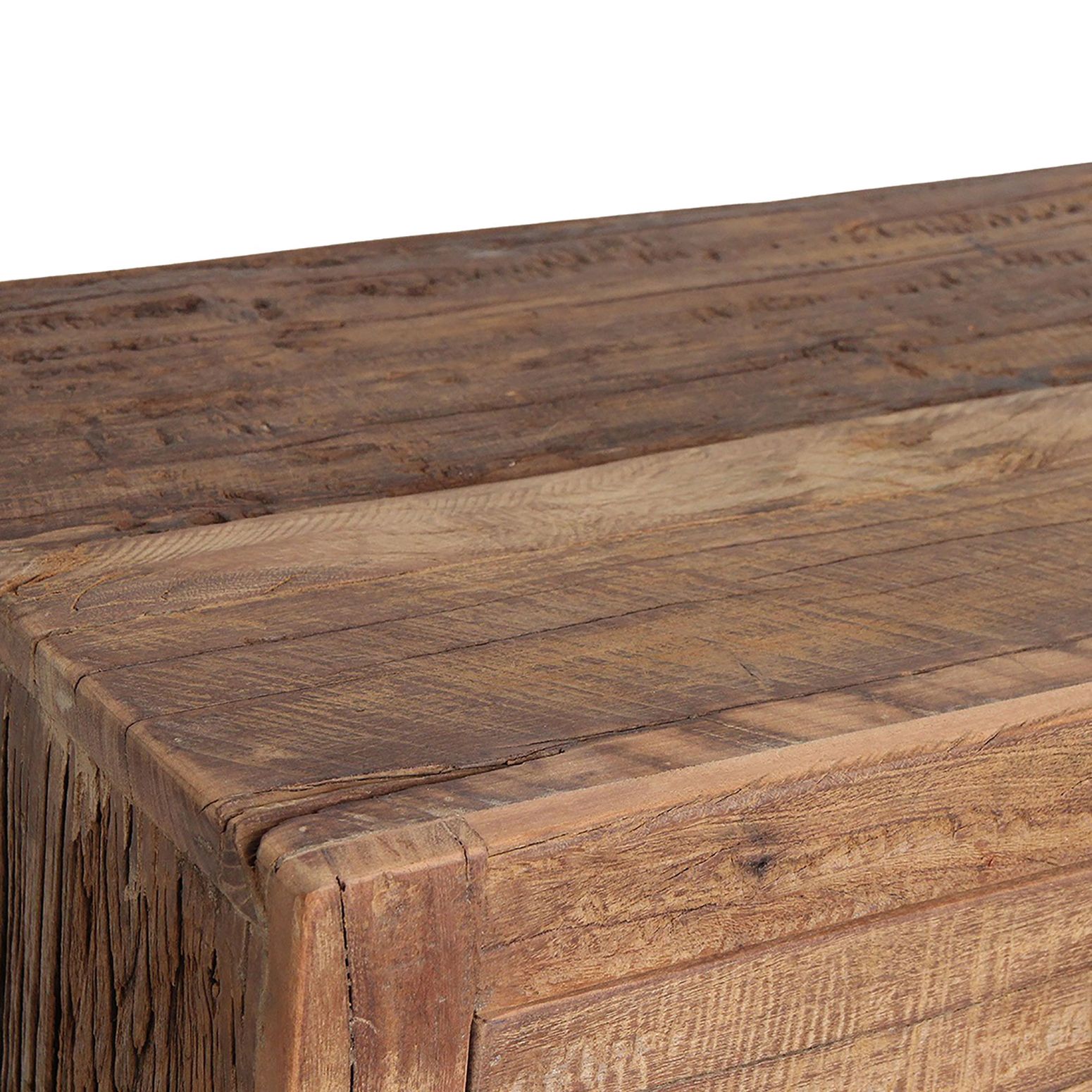 Rustikales Grainwood Sideboard mit charaktervollem recyceltem Holz und einem natürlichen, geschichtsträchtigen Finish.