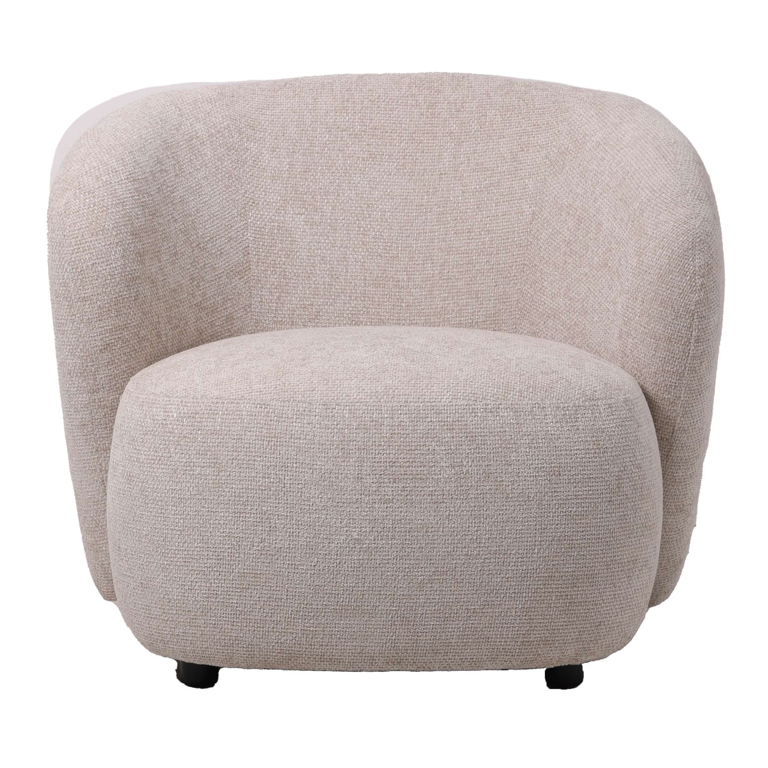 Sessel Aphrodite in Creme, mit weicher Mink-Stoffpolsterung, bietet ein einladendes und komfortables Sitzerlebnis.