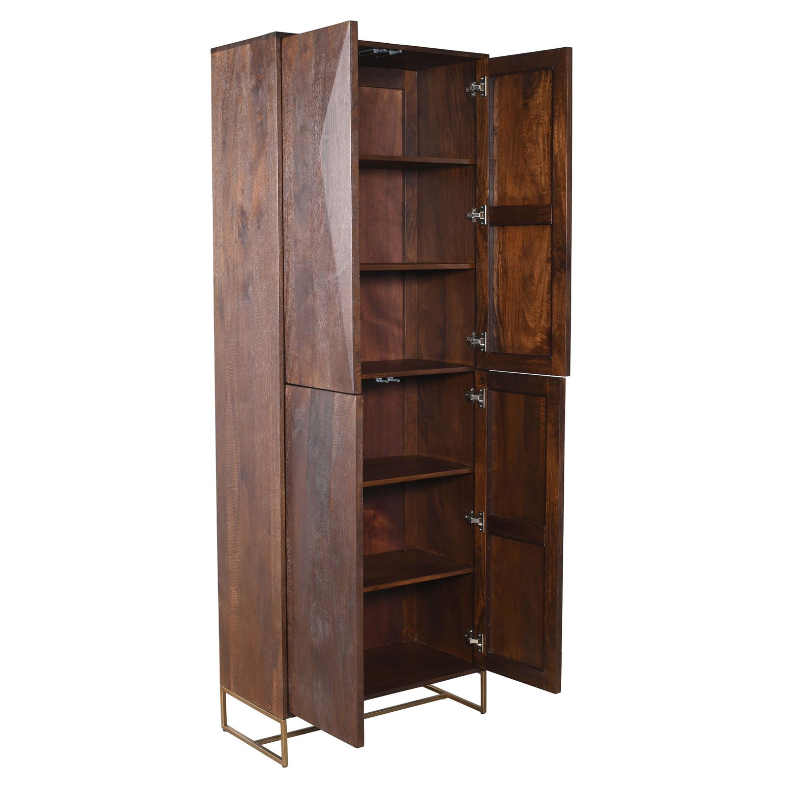 Geöffnete Ansicht Onyx 4-Türiger Hochschrank in Braun