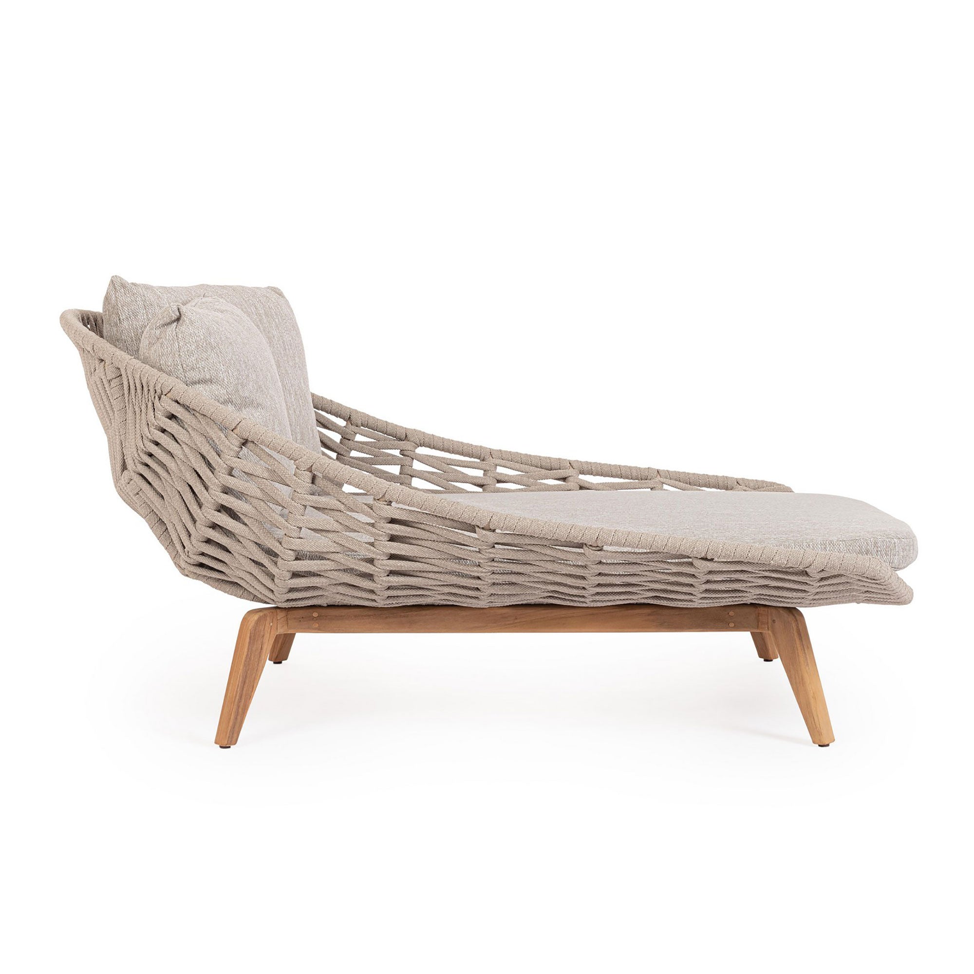 Seitliche Ansicht des Daybeds Tamires in Beige mit einzigartigem Seilgeflecht | Bizzotto bei STUFF Shop kaufen