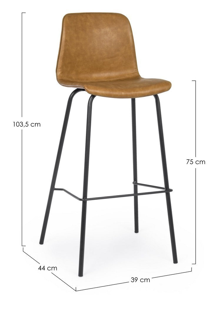 Barhocker Kyra in voller Höhe mit Maßangaben.