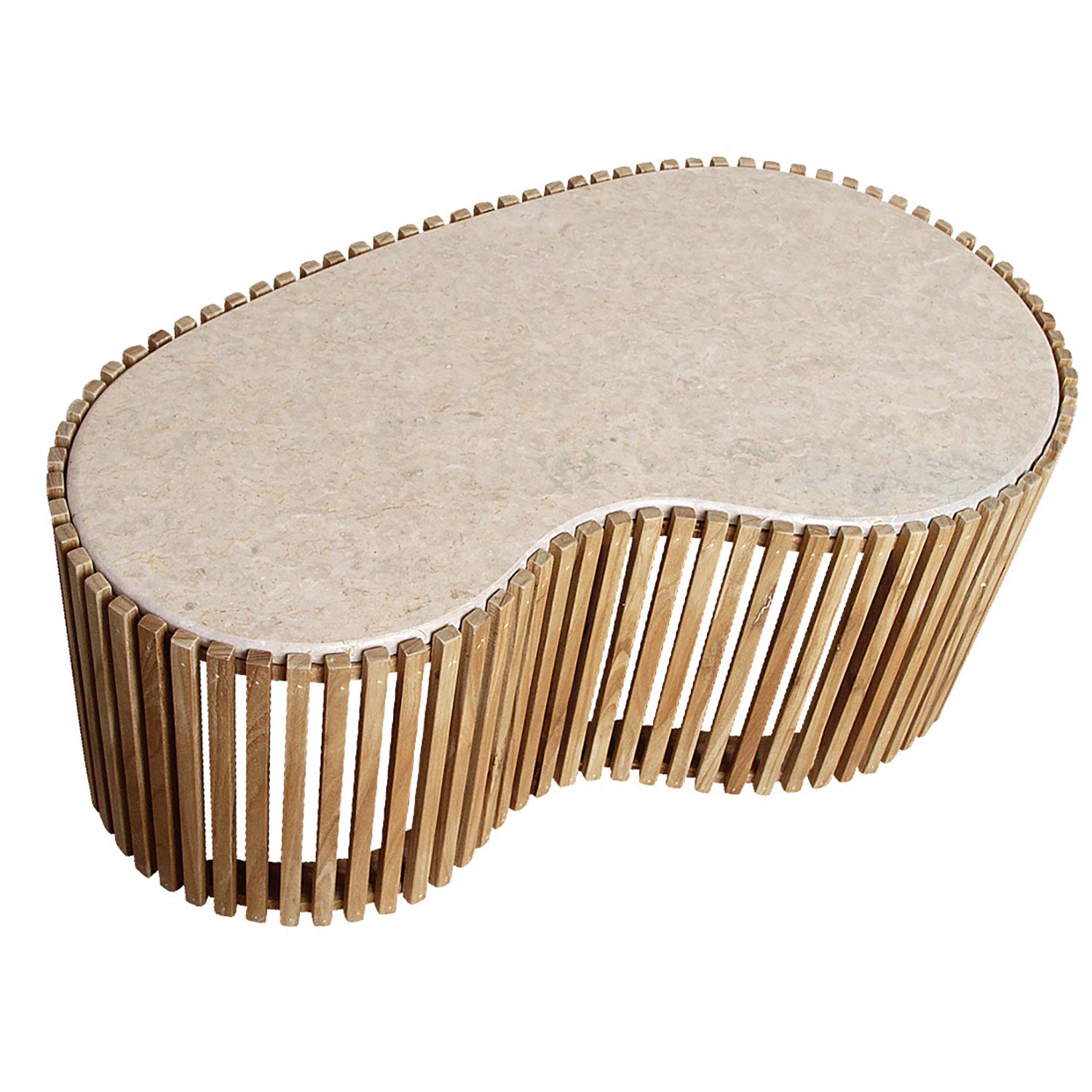 Infinity Marble Coffee Table "Elegance" mit natürlicher Marmorplatte und offenem Sungkai-Holzgestell