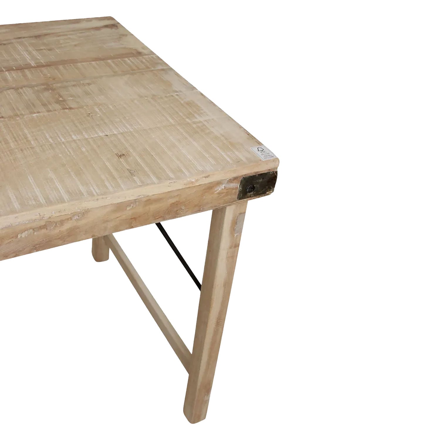 Klappbarer Esstisch aus recyceltem Altholz mit Limewash-Finish, 165 x 75 x 76 cm, rustikaler Klapptisch