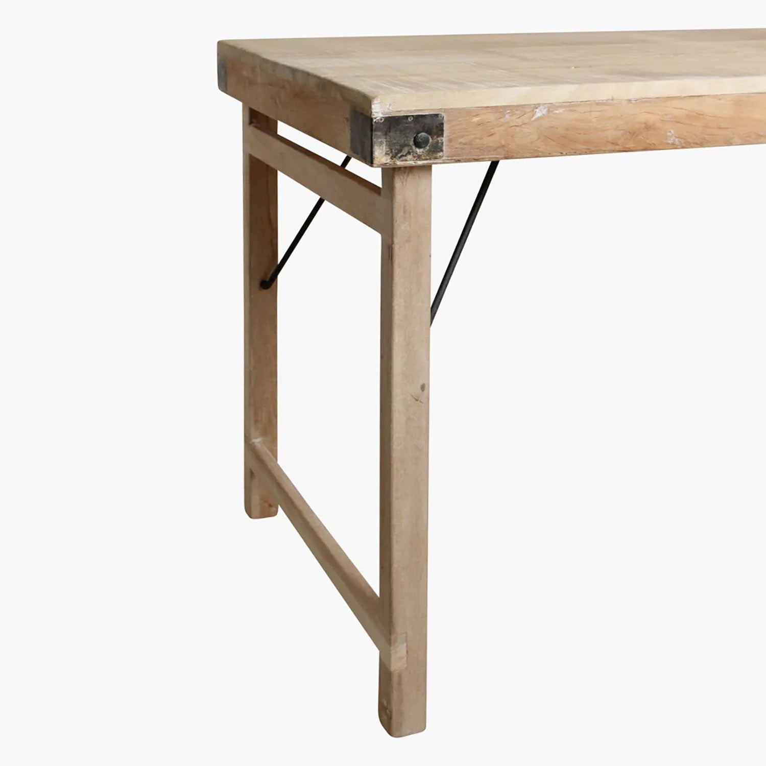 Klappbarer Esstisch aus recyceltem Altholz mit Limewash-Finish, 165 x 75 x 76 cm, rustikaler Klapptisch