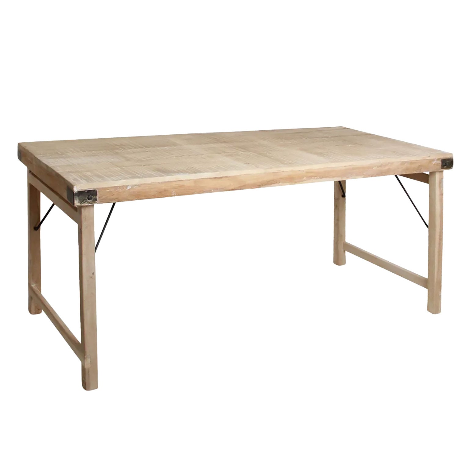 Klappbarer Esstisch aus recyceltem Altholz mit Limewash-Finish, 165 x 75 x 76 cm, rustikaler Klapptisch