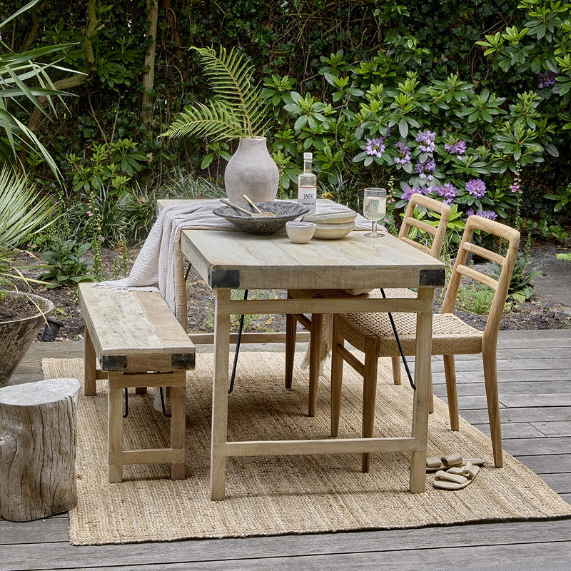 Klappbarer Esstisch aus recyceltem Altholz mit Limewash-Finish, 165 x 75 x 76 cm, rustikaler Klapptisch