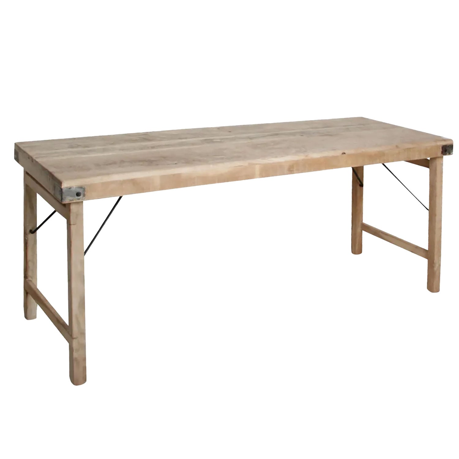 Schmaler Klapptisch aus recyceltem Altholz mit Limewash-Finish