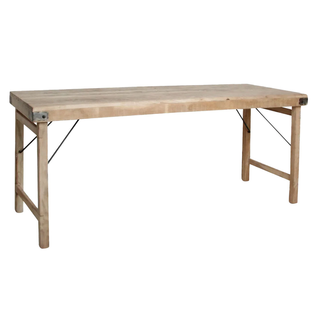 Schmaler Klapptisch aus recyceltem Altholz mit Limewash-Finish