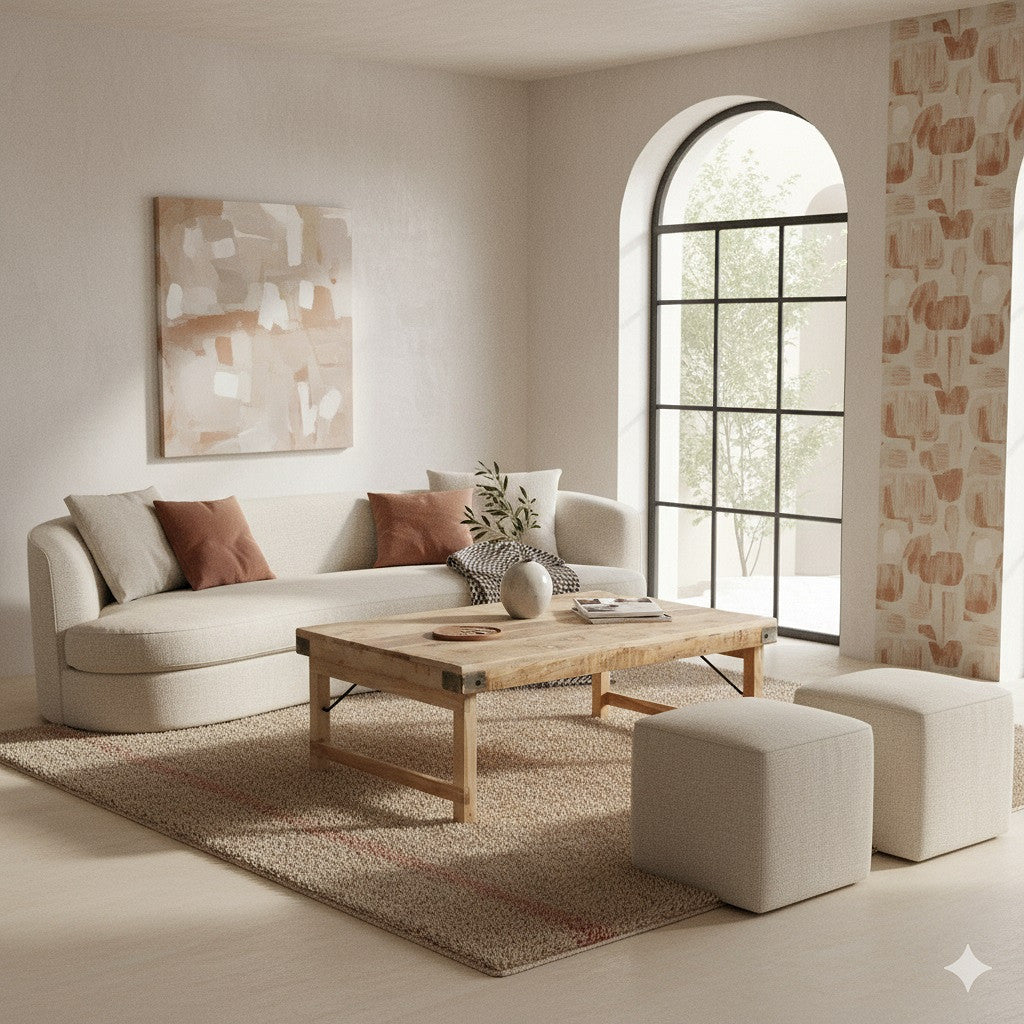 Couchtisch aus recyceltem Altholz mit Limewash-Finish Klappbar | STUFF Shop