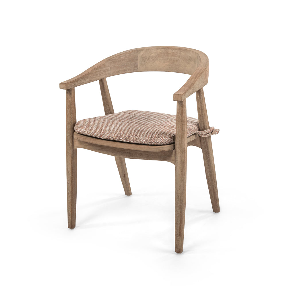 Armlehnenstuhl Faye Teak mit geflochtenem Sitz