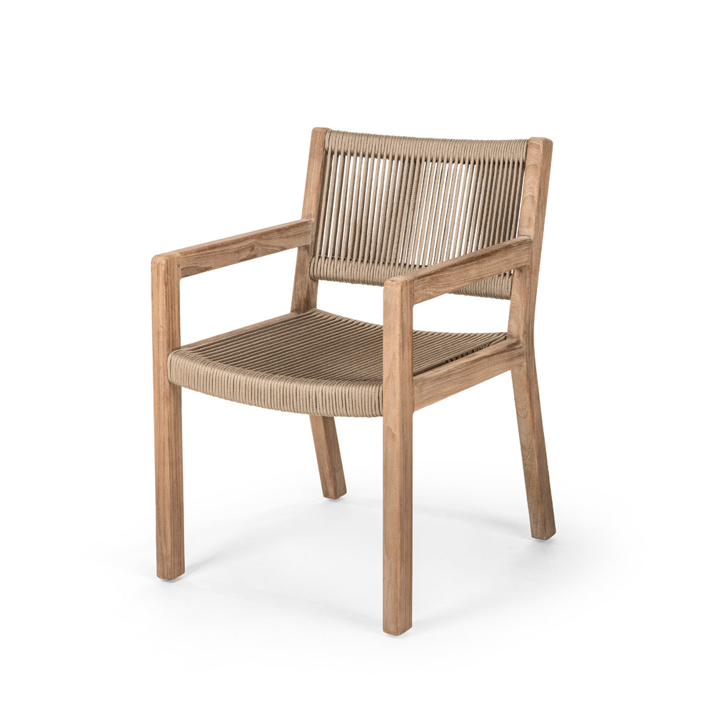 Armlehnenstuhl Mario Teak Rope, recyceltes Teakholz und Rope