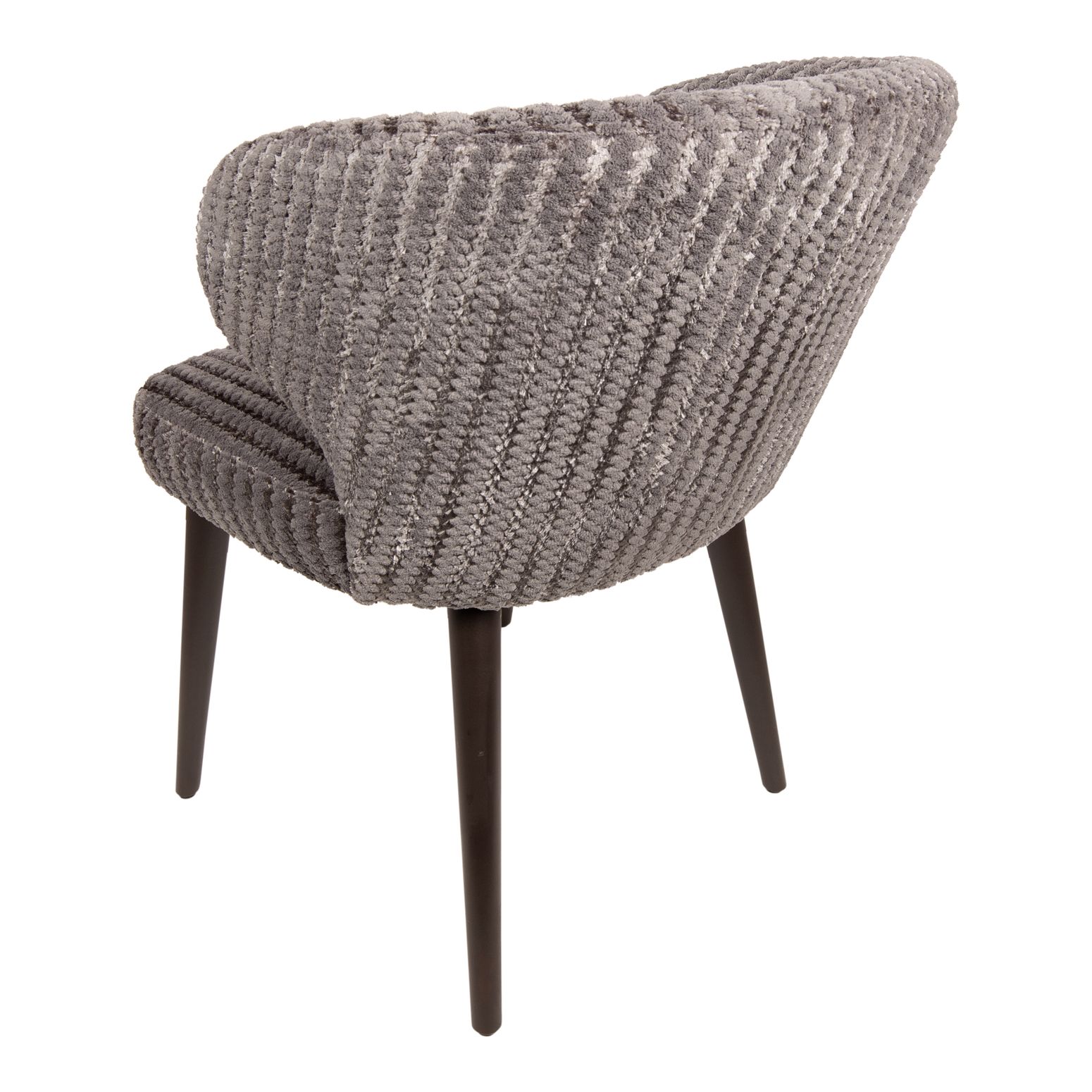 Armlehnenstuhl Fiori Taupe 19, Ansicht von vorne mit ergonomisch geformter Sitzfläche und Armlehnen.