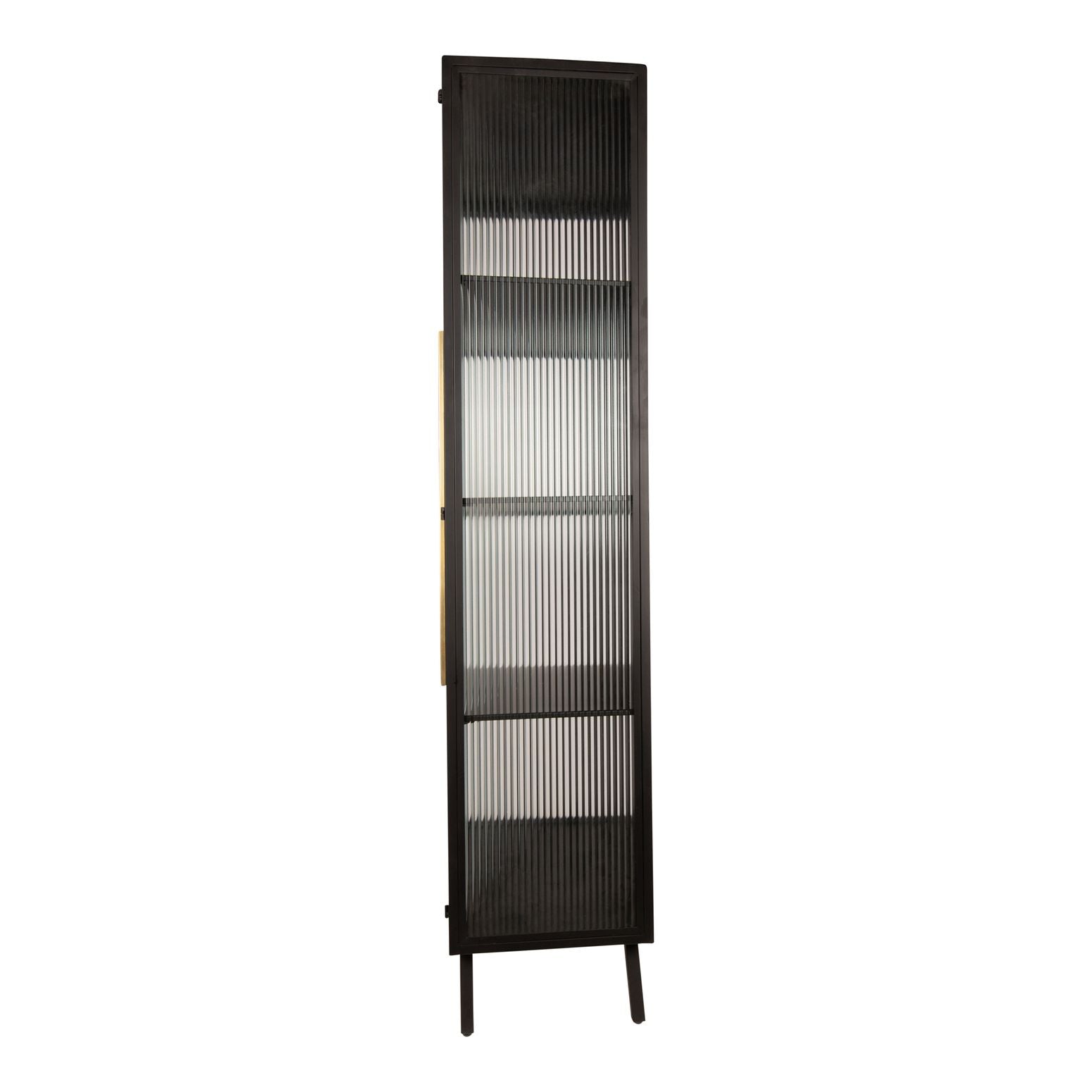 Vitrinenschrank Caeleen Black Gold mit rauchigen Glastüren und goldenem Griff