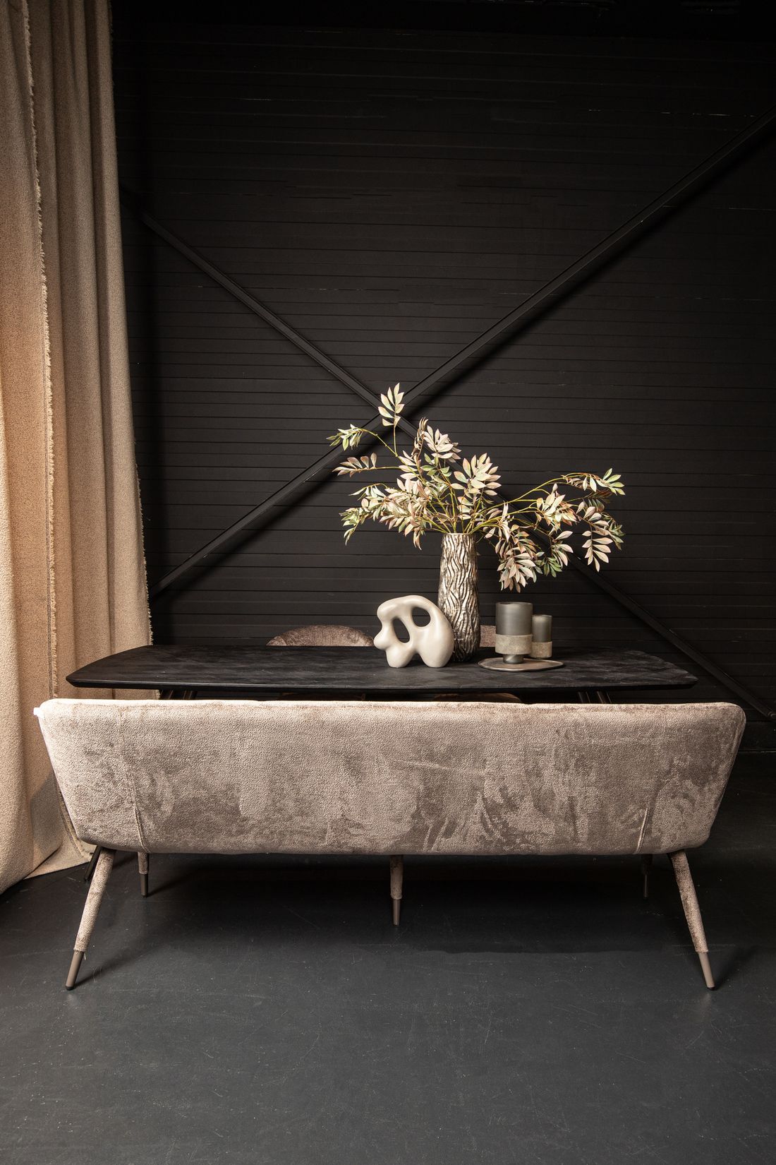 Thor Dining Bench Aphrodite Mocca Rückansicht
